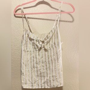 Victoria's Secret White and Gold Striped Ladies Camisole with a knot, Large